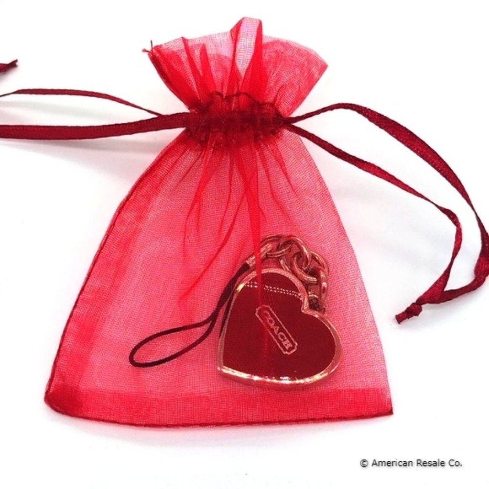 COACH Red Enamal Heart Locket Lanyard Cell Phone/Purse Charm, Keychain Fob #1657 - Picture 9 of 9